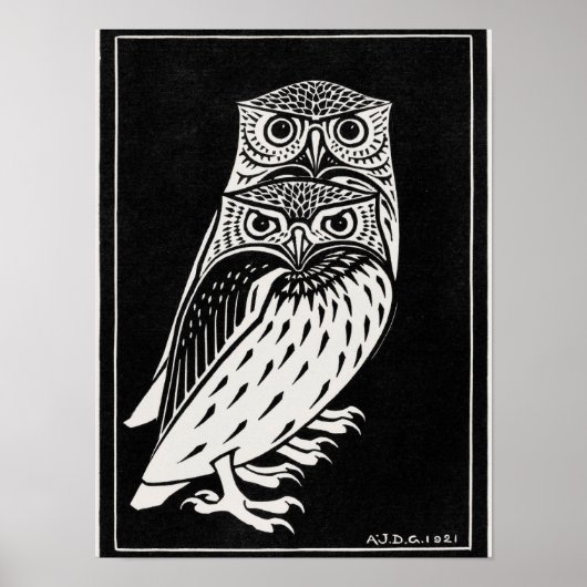 Two Owls by Julie de Graag, Poster (Voorkant)