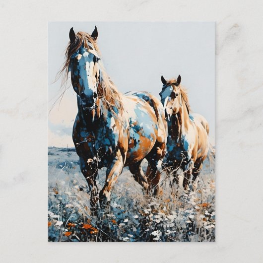 Two Paint Horses  Briefkaart (Voorkant)