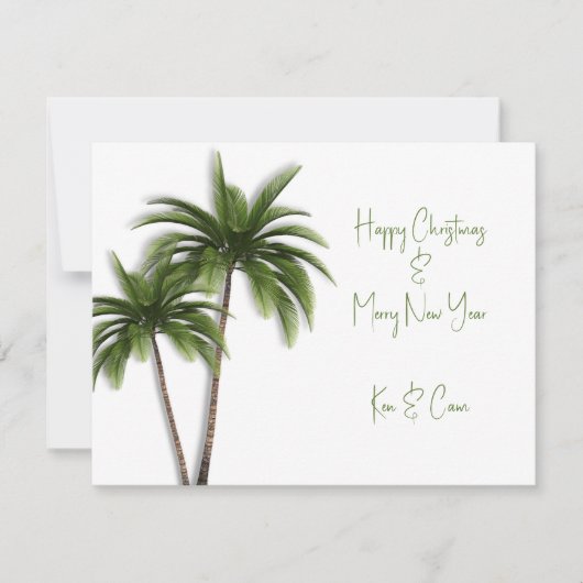 Two Palm Trees Simple Christmas Greeting Card Feestdagenkaart (Voorkant)