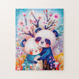 Two Pandas Hugging in Bamboo Forest Legpuzzel