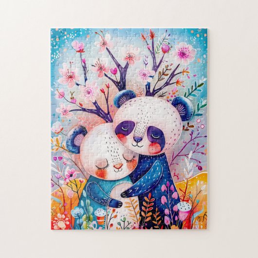 Two Pandas Hugging in Bamboo Forest Legpuzzel (Verticaal)