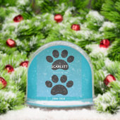 Two Paw Prints Memorial, Teal to Blue Sneeuwbol (Kerstmis)