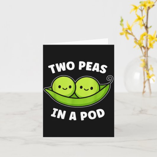 Two Peas In A D Cute Kawaii Funny Kaart (Gele Bloem)