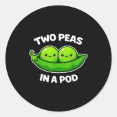 Two Peas In A D Cute Kawaii Funny  Ronde Sticker (Voorkant)