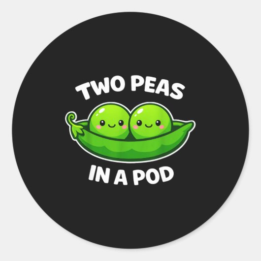 Two Peas In A D Cute Kawaii Funny  Ronde Sticker (Voorkant)