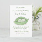 Two Peas In a Pod Twin Baby Shower Invitation Kaart (Staand voorkant)