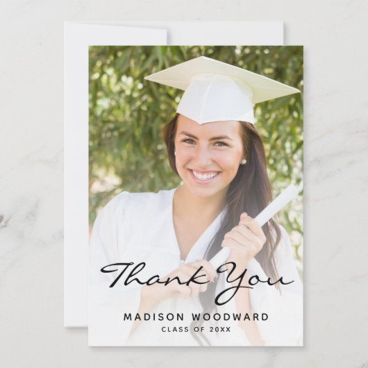 Two-Photo Black Script Afstuderen Hartelijk dank v Kaart (Voorkant)