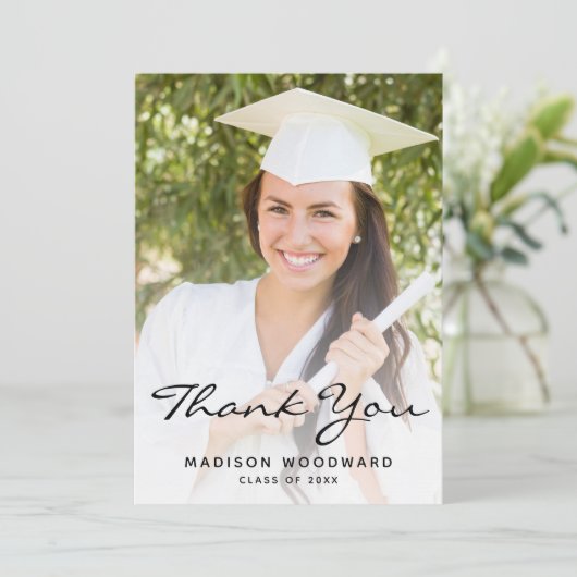 Two-Photo Black Script Afstuderen Hartelijk dank v Kaart (Staand voorkant)