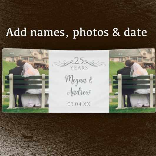 Two Photo Custom Script 25th Wedding Anniversary Spandoek