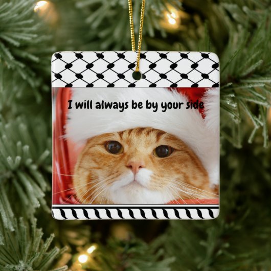 Two Photo Custom Text Keffiyeh Free Palestine Keramisch Ornament (Boom)