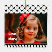 Two Photo Custom Text Keffiyeh Free Palestine Keramisch Ornament (Achterkant)