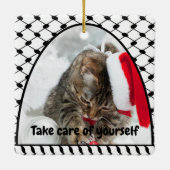 Two Photo Custom Text Keffiyeh Free Palestine Keramisch Ornament (Achterkant)