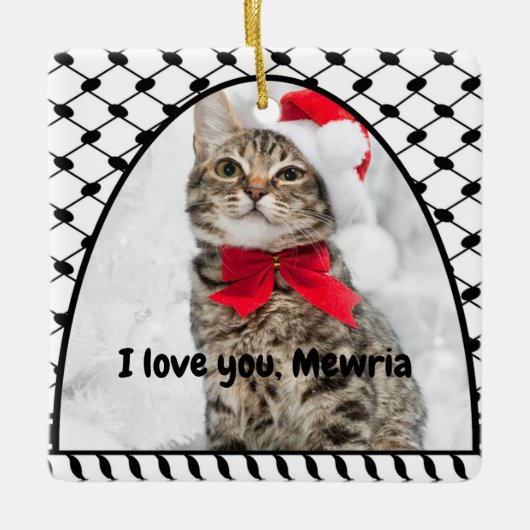 Two Photo Custom Text Keffiyeh Free Palestine Keramisch Ornament (Voorkant)