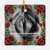 Two Photo Custom Text Red Poppies Free Palestine Keramisch Ornament (Voorkant)