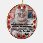 Two Photo Custom Text Red Poppies Free Palestine Keramisch Ornament (Links)