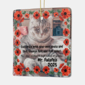 Two Photo Custom Text Red Poppies Free Palestine Keramisch Ornament (Links)