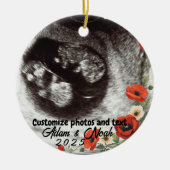 Two Photo Custom Text Red Poppies Free Palestine Keramisch Ornament (Voorkant)