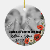 Two Photo Custom Text Red Poppies Free Palestine Keramisch Ornament (Achterkant)