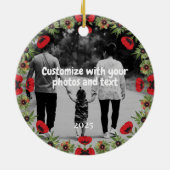 Two Photo Custom Text Red Poppies Free Palestine Keramisch Ornament (Achterkant)