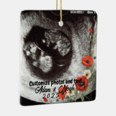 Two Photo Custom Text Red Poppies Free Palestine Keramisch Ornament (Rechts)