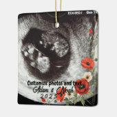 Two Photo Custom Text Red Poppies Free Palestine Keramisch Ornament (Links)