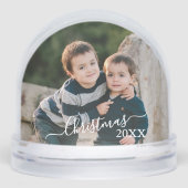 Two Photo Family Christmas 20XX Name Keepsake Sneeuwbol (Voorkant)