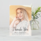 Two-Photo Grey Script Afstuderen Dank u Kaart (Staand voorkant)