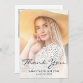 Two-Photo Grey Script Afstuderen Dank u Kaart (Voorkant / Achterkant)