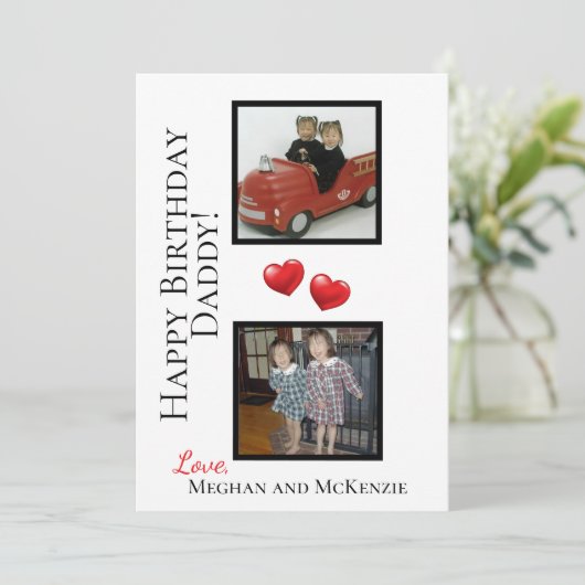 Two Photo Happy Birthday Dad Persoonlijke Kaart (Staand voorkant)