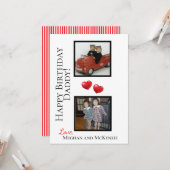 Two Photo Happy Birthday Dad Persoonlijke Kaart (Voorkant / Achterkant in situ)
