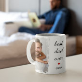 Two Photo Images l Best Dad Ever Cute Red Heart  Mok