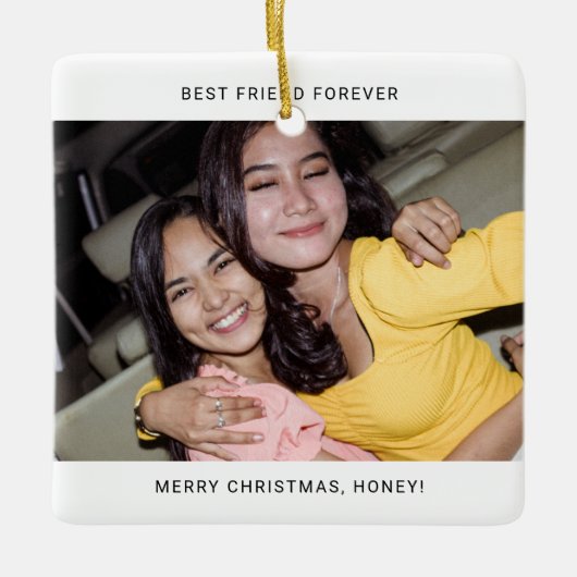 Two Photo Minimalist Best Friend Keramisch Ornament (Voorkant)