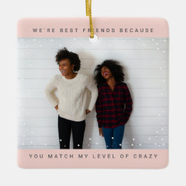Two Photo Minimalist Best Friend Snowfall Holiday Keramisch Ornament