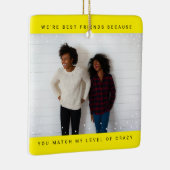 Two Photo Minimalist Best Friend Snowfall Holiday Keramisch Ornament (Rechts)