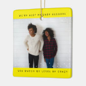 Two Photo Minimalist Best Friend Snowfall Holiday Keramisch Ornament (Links)