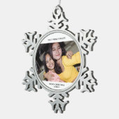 Two Photo Minimalist Best Friend Tin Sneeuwvlok Ornament (Rechts)