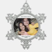 Two Photo Minimalist Best Friend Tin Sneeuwvlok Ornament (Voorkant)