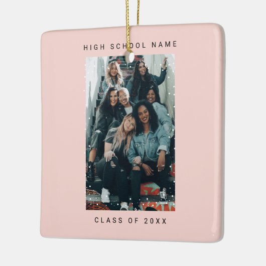 Two Photo Minimalist Snowfall School College Keramisch Ornament (Links)