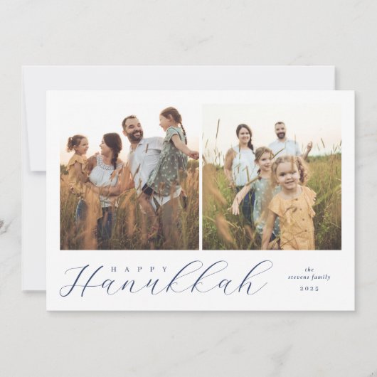 Two Photo Modern Hanukkah Feestdagenkaart (Voorkant)