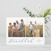 Two Photo Modern Hanukkah Feestdagenkaart (Staand voorkant)