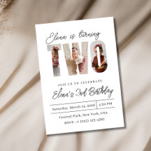 Two Photo Second Birthday Invitation