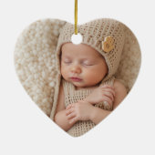 Two Photos Minimalist Baby First Christmas Keramisch Ornament (Achterkant)