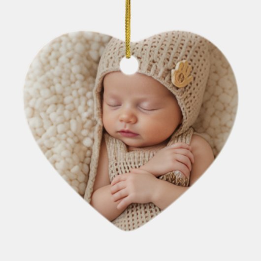 Two Photos Minimalist Baby First Christmas Keramisch Ornament (Achterkant)
