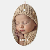 Two Photos Minimalist Baby First Christmas Keramisch Ornament (Links)