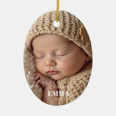 Two Photos Minimalist Baby First Christmas Keramisch Ornament (Voorkant)