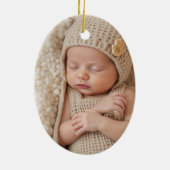 Two Photos Minimalist Baby First Christmas Keramisch Ornament (Achterkant)