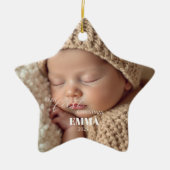Two Photos Minimalist Baby First Christmas Keramisch Ornament (Voorkant)