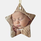 Two Photos Minimalist Baby First Christmas Keramisch Ornament (Links)