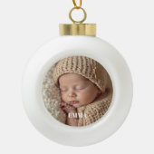 Two Photos Minimalist Baby First Christmas Keramische Bal Ornament (Voorkant)