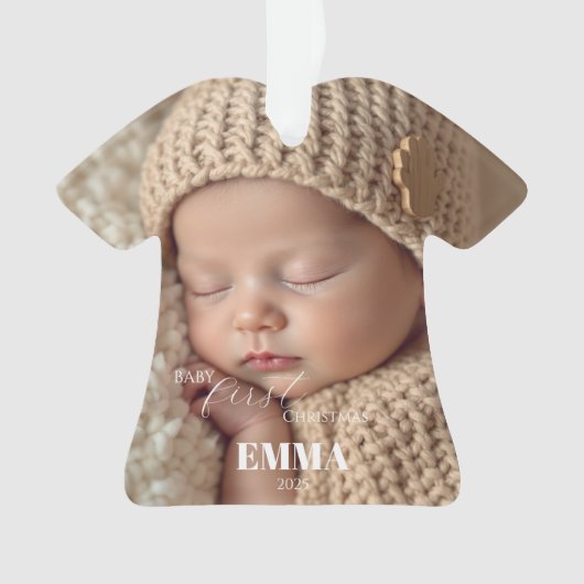 Two Photos Minimalist Baby First Christmas Ornament (voorkant)